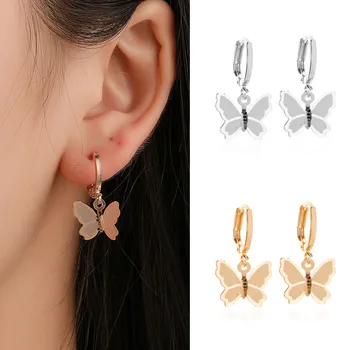 

2020 Bohemian Butterfly Drop Earrings for Women Cartoon Gold Simple Hoop Earring Daily Pendant Mujer Boho Jewelry Femme Gift