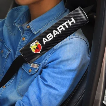 

2pcs/set Abarth Scorpion Badge Emblem Car Safety Belt Cover Carbon Fiber Shoulder Pad For Abarth Car