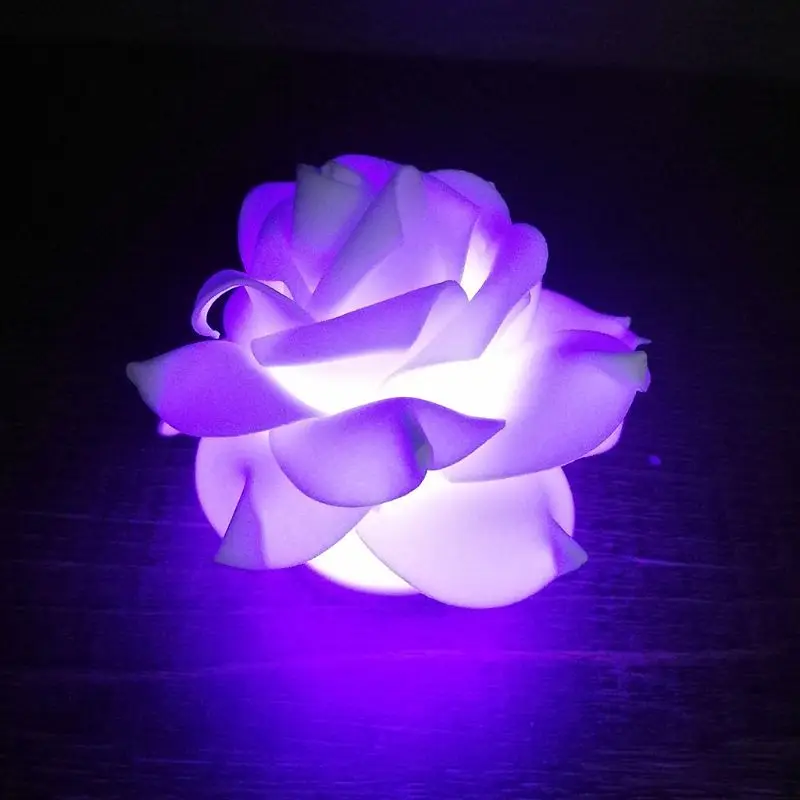 Светодиодный ночник с романтическими розами, 7 цветов, беспламенные Свечи, лампа для свадебной вечеринки, Рождества, домашнего декора Q9QA
