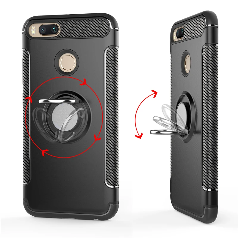 

Shockproof Protective Case For Xiaomi 5 5x 6 6x 8 mix 2 2s max 2 note 3 Cover Case Back with Finger Ring TPU