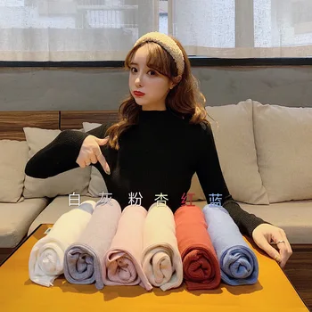 

2020 Photo Shoot ~ Large Size Dress Autumn New Style Half Turtleneck Multi-color Base Shirt Slim Fit Versatile Sweater Sweater