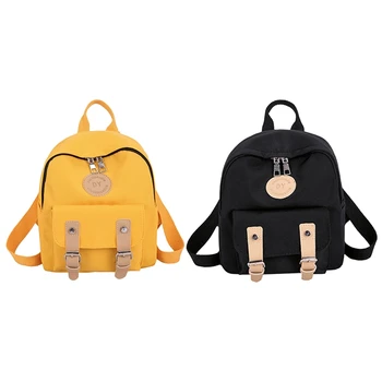 

Backpack Women Canvas Bag Fashionable Wild Zip School Bag Women's College Mini Backpack Shoulder Bag Yellow