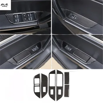 

6pcs/lot Epoxy glue real carbon fiber car window lift panel decoration cover for 2011-2018 Volkswagen VW Touareg