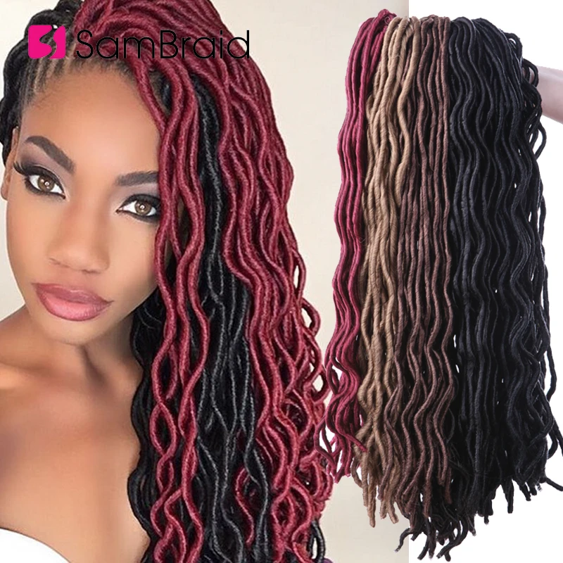 Sambrad 18inch Curly Faux Locs Soft Natural Braid Synthetic