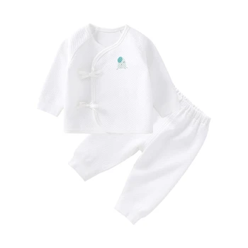 

Pureborn 2 Pcs Newborn Baby Clothing Set Thick Quilted Cotton Autumn Winter Baby Pajamas Printed Straps Baby Tops and Pants