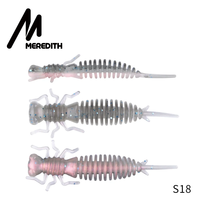 S18 Мягкие приманки MEREDITH Larva, 50 мм, 62 мм, 85 мм, искусственные приманки для рыбной ловли, силиконовая приманка для ловли окуня, приманка для щуки, пластиковые приманки, червь - Цвет: S18