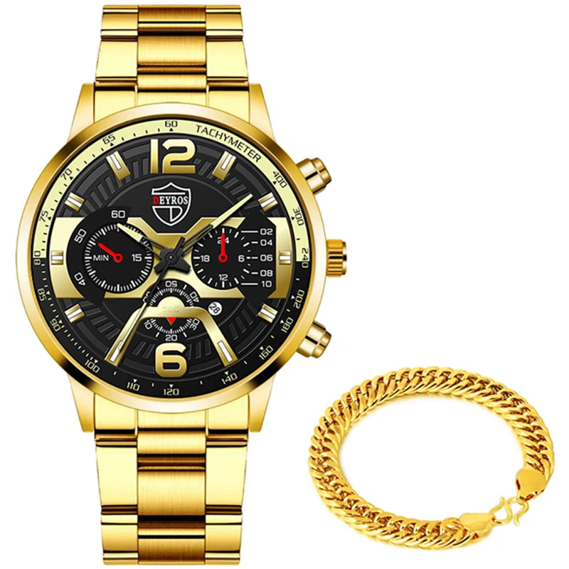 2022 Mens Fashion Watches Luxury Men Stainless Steel Quartz Wrist Watch Male Business Casual Gold Bracelets relogio masculino 