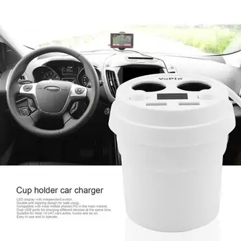

Dual USB Output Cup 2.4A DC12-24V Car Cigarette Lighter Splitter Universal Car Charger Car Adapter For Mobile Phones Tablets