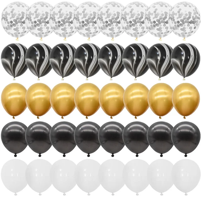 40Pcs Blue Balloons Set Agate Marble Metallic Confetti Balloon for Kids Birthday Party Baby Shower Graduation Decoration Wedding Set9