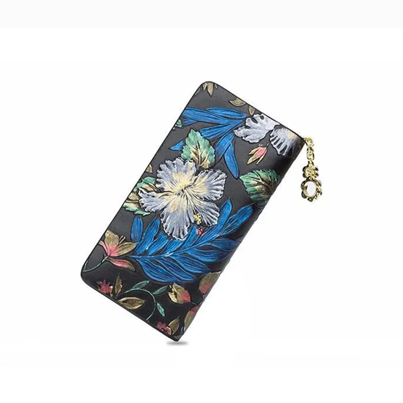 New women genuine leather bag brand fashion quality Real cowhide Wallets zipper wallet women clutch bag