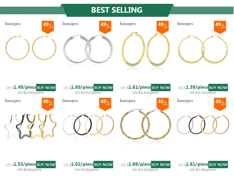Innopes Fashion Gold Hoop Earrings For Women Girl Wide Long Tassel Small Big Hoop Earring Female Brincos Bohemian Jewelry Gifts