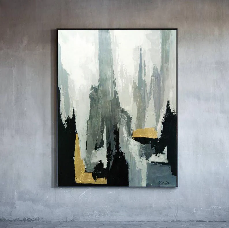 

Large Abstract Painting Gray Painting Canvas Extra Large Wall Art Office Decor Home Decor Gold Painting Abstract Art Painting