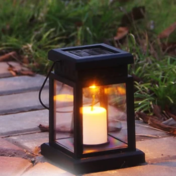 

2pcs IP65 Waterproof Solar Powered Table Lamp Outdoor Garden Courtyard Hanging Decorative LED Candle Lantern Light