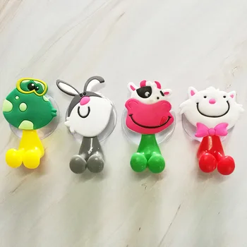 

1PC Wall Mounted Heavy Duty Suction Cup Antibacterial Cartoon animal Toothbrush Holder Hooks Set Toothpaste Suction Cup Holder