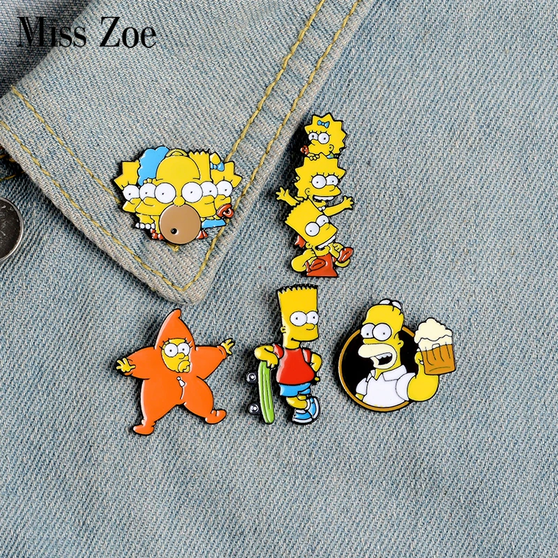 

Homer Bart Lisa Simp-son Enamel Pin Custom TV series Brooch Bag Clothes Lapel Pin Funny Cartoon Comics Badge Jewelry Gift Fans