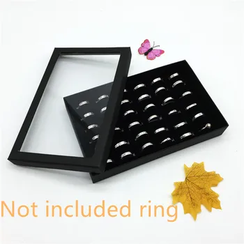 

2020 New Fashion Transparent 36-Slot Ring Display Stand Metal Earrings Jewelry Storage Box Environmental organizer jewelry Hole