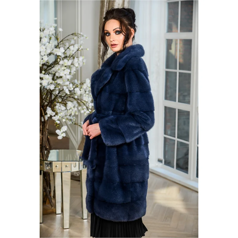 FURSARCAR 2021 New Arrival Natural Mink Fur Long Real Fur Thick Warm Winter Luxury Women Wrap Coat High Quality Fashion Overcoat