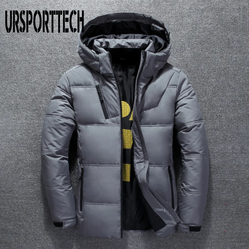 Tanie 2019 nowy wysokiej jakości biała kaczka gruba puchowa kurtka mężczyźni płaszcz kurtka typu parka na śnieg mężczyzna ciepła, markowa odzież zimowe ocieplane kurtki odzież wierzchnia