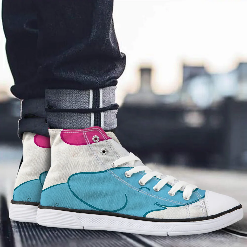 WHEREISART/Женская парусиновая обувь цвет синий слон любовь детская высокая флэтс