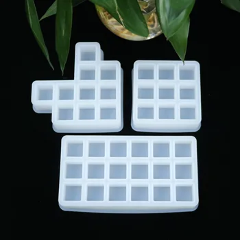 

DIY Crystal Epoxy Square Checkered Lipstick Storage Box Silicone Mold Color Fine Storage Box Handmade