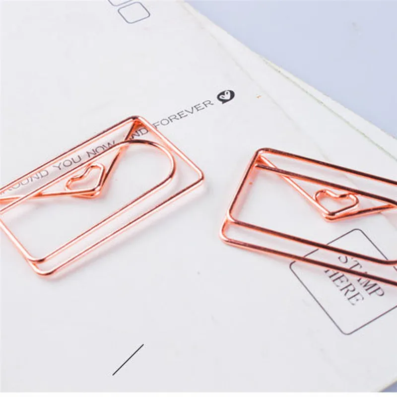 rose gold Закладка скрепки из розового золота металлическая скоросшиватель канцелярская Скрепка Закладка офис Statioinery школьные офисные поставки - Цвет: rose gold