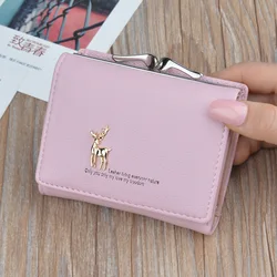 Cute Wallets Leather Women Wallets Fashion Short Wallet Student Coin Purse Card Holder Ladies Clutch Bag Small Deer Female Purse