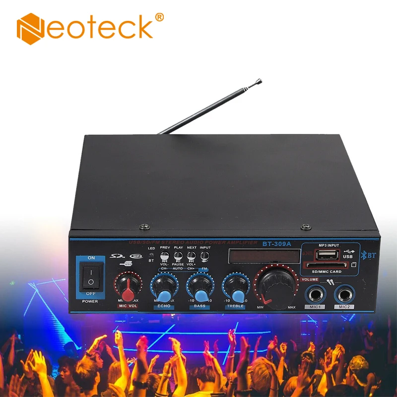 Neoteck Bluetooth AMP 800 Вт HIFI 2CH аудио усилитель мощности домашний кинотеатр звуковая система аудио FM SD радио микрофон автомобильный домашний усилитель