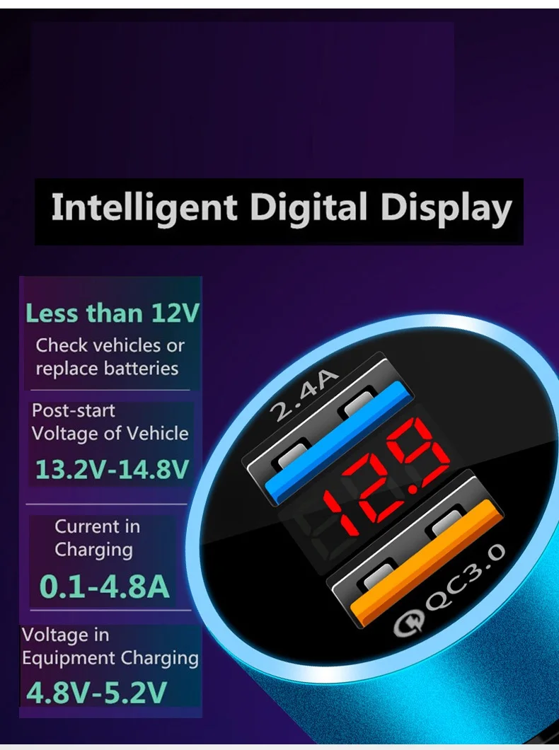 5А автомобильное двойное USB зарядное устройство Быстрая зарядка QC3.0 VOOC DASH мобильный телефон 2 порта Зарядка для iPhone samsung планшет MTK автомобильное зарядное устройство