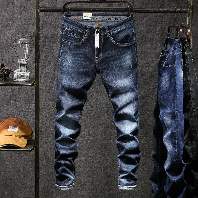 

Men Jeans Homme Pants Biker Spijkerbroek Mannen Jean Denim Overalls Skinny Pantalon Hombre Men'S Ragged Mezclilla Hip Hop Street