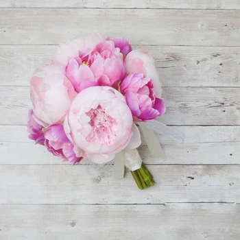 

Romantic Wedding Bouquet Artificial Peony Pink Women 2016 Buque De Noiva Bridal Accessories Flowers Gown