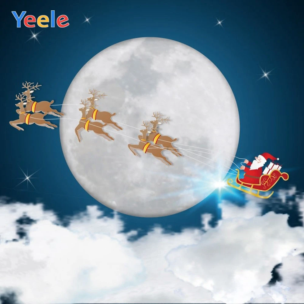 

Yeele Christmas Santa Claus Reindeer Cloud Moon Backdrop Baby Portrait Vinyl Photography Background For Photo Studio Photophone
