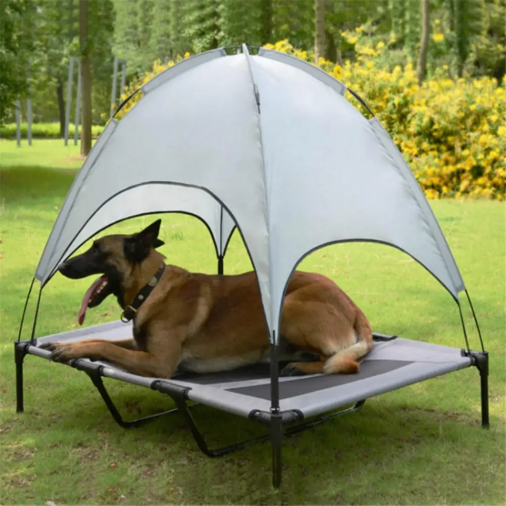 PetBedWithCanopyPortableDogCampTentRaisedDogBedWithSun