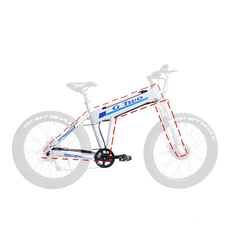 26 дюймов Рама электрического велосипеда, высокопрочная рама из алюминиевого сплава для горного велосипеда Снежный велосипед - Цвет: White with Fork