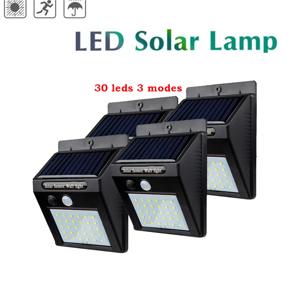 

2/4PCS 30 LED Outdoor Lighting Motion solar Sensor Wall Light Waterproof Garden Street Solar lamps security garage lights