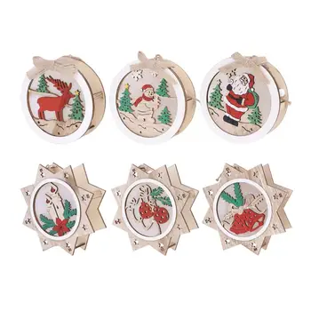 

6Pcs Wooden Chandeliers Portable Delicate Charming Durable Glowing Hanging Lights for Party