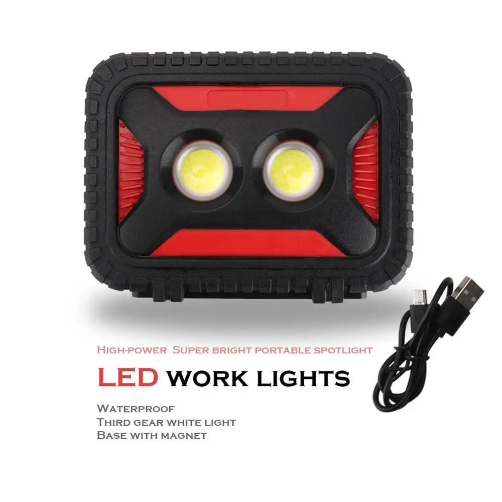 2*COB Working Light 3 Modes USB Charging Lantern Torch 180° Rotate Camping LED Flashlight Magnet Repairing Emergency Light
