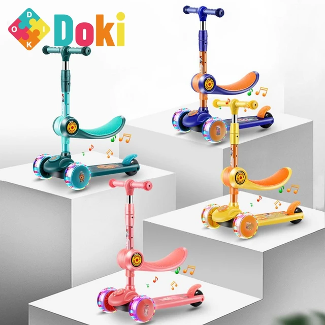 Children's Kick Scooter Folding Skateboard Kids Adjustable Height Flashing Light 3 Wheels Foot Scooters Boy Girl Scooter Gifts 1
