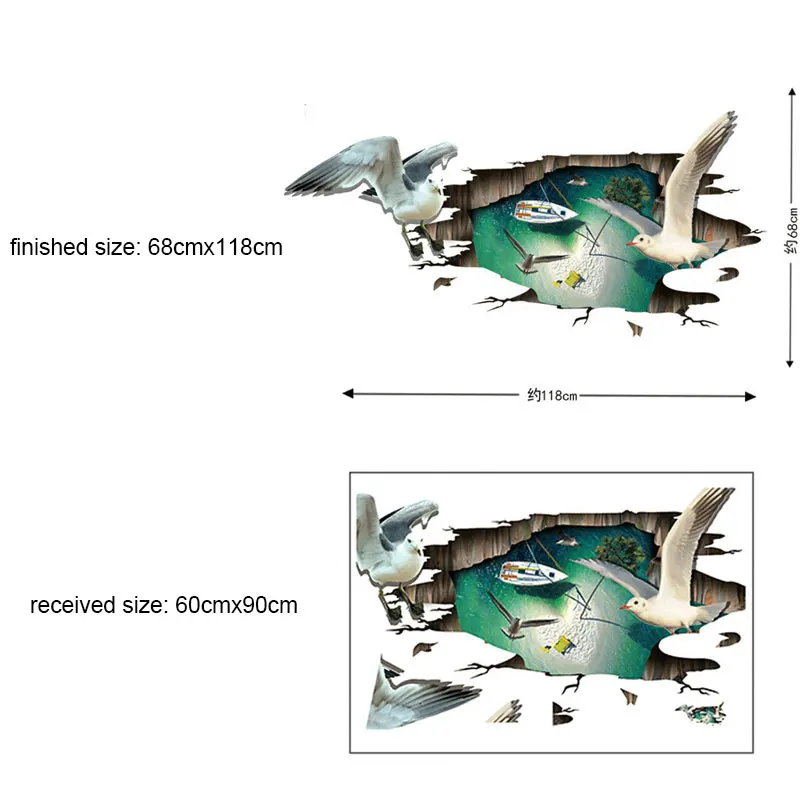 Новинка большая настенная 3d наклейка в виде чайки украшение для дома детской