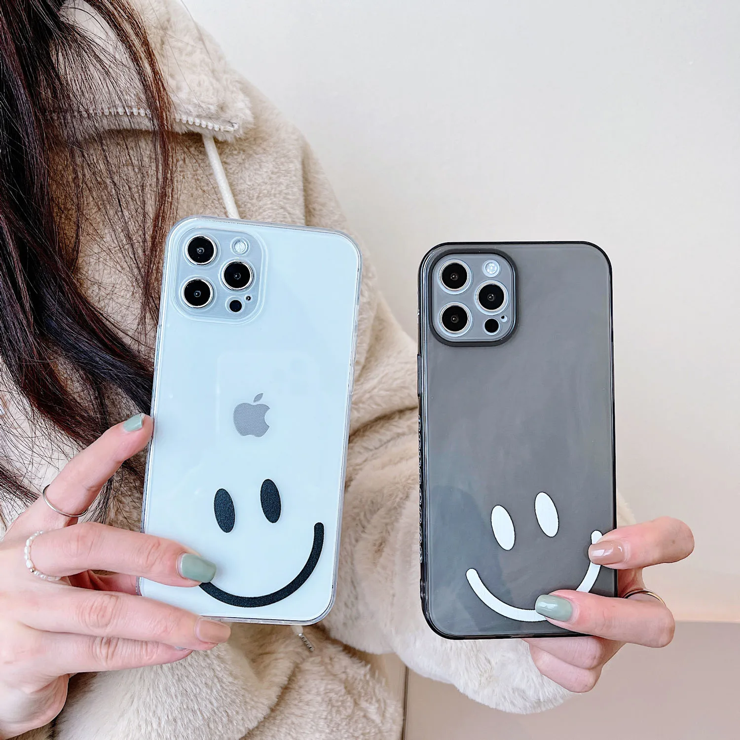 Мягкий ударопрочный чехол из ТПУ с боковым принтом смайлика для телефона iPhone 7 8