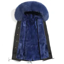 Мужская зимняя куртка, пальто с натуральным мехом кролика, парка, мужская одежда, Корейская тонкая мужская Роскошная меховая теплая куртка 3701 YY834