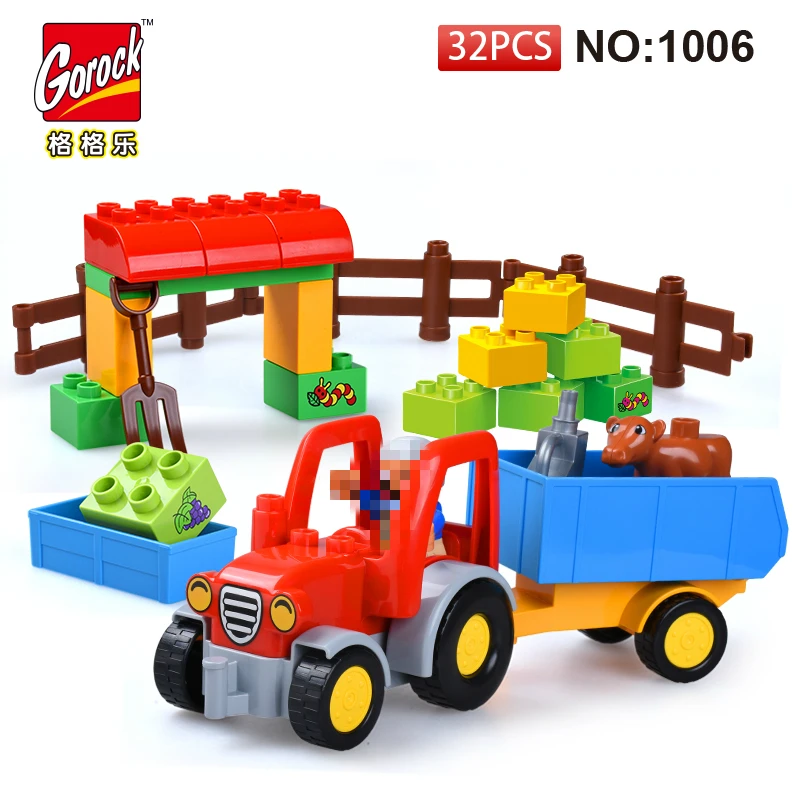 Большой размер Diy Happy Farm Zoo с животными Совместимость все бренды большие блоки