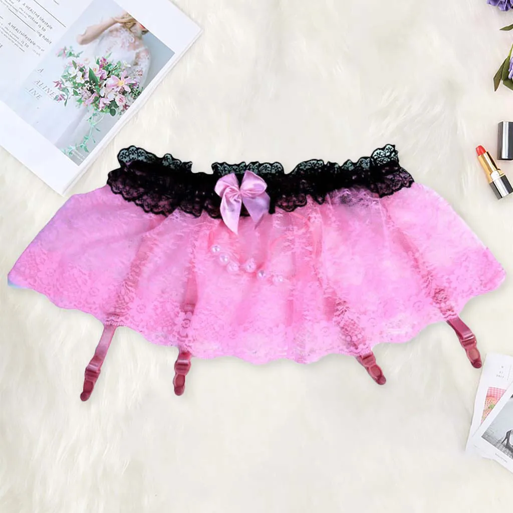 Сексуальное нижнее белье женское кружевное Эротическое белье Babydoll мини платье пояс с подвязками девушка бантом секс Lenceria стринги с жемчугом порно трусики