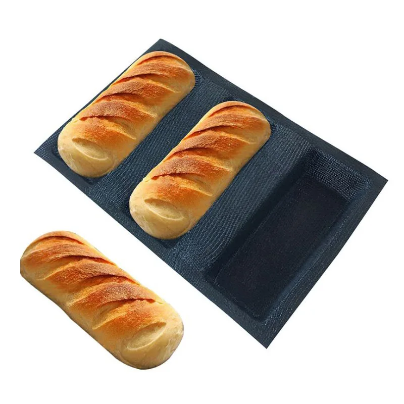 3 grid French Bread Baguette Pan Mold Non-Stick Wave Loaf Bake Baking Mould NEW 