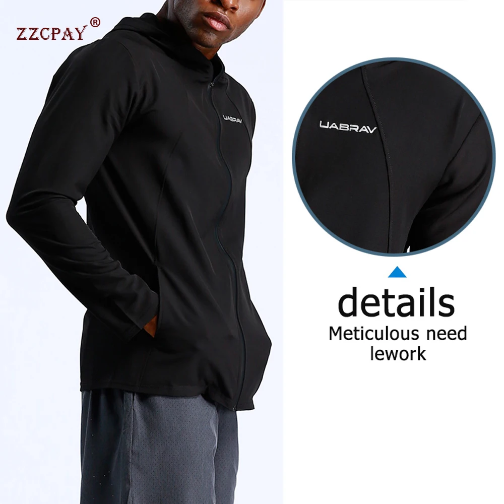 Быстросохнущий дышащий спортивный свитер на молнии для бега и фитнеса, мужская уличная куртка с капюшоном, Спортивная повседневная одежда с длинным рукавом
