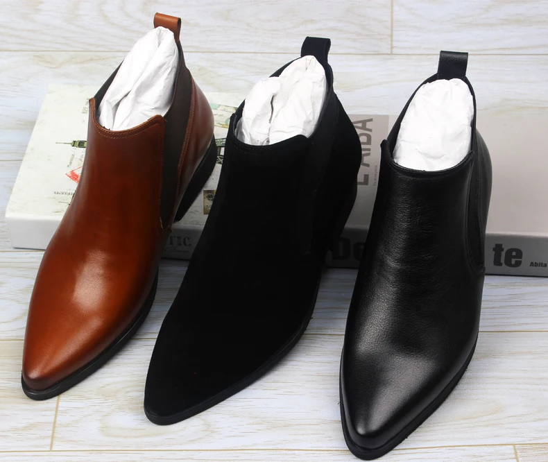 Ботинки Челси Wingtip мужские натуральная кожа коровья классические сапоги замша на