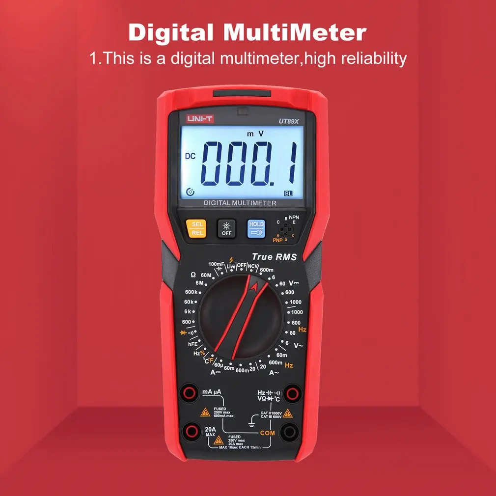 Kopen UNI T UT89X True Rms Digitale Multimeter Dc Ac Stroom Spanning Ampèremeter Voltmeter Ncv Condensator Triode Temperatuur tester