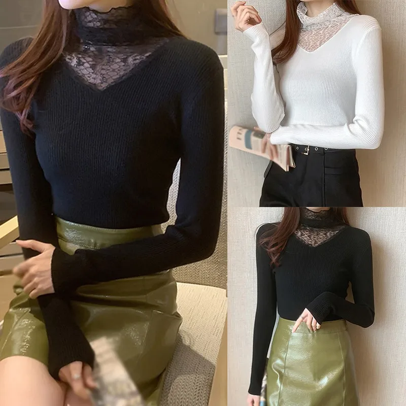 Autumn Fashion Literary Half High Neck Knitted