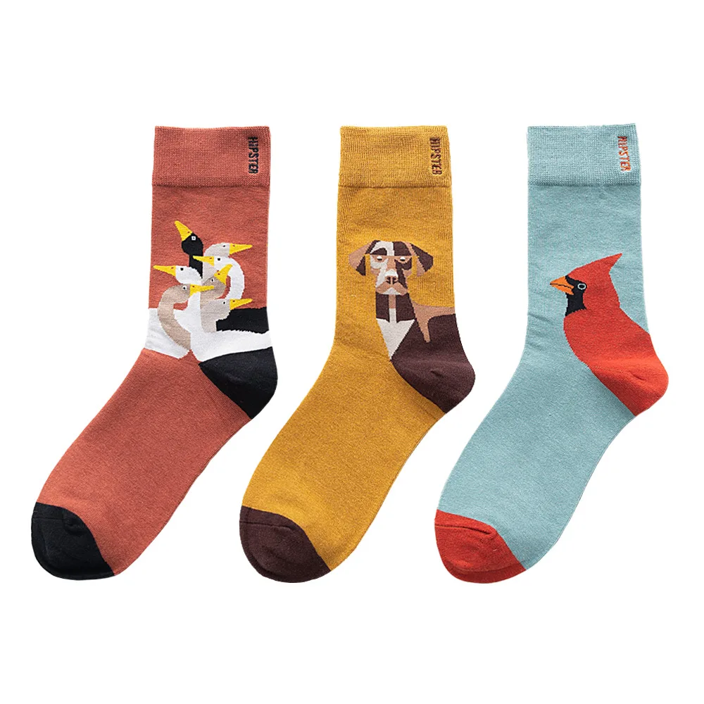 New Spring and Summer Trend Socks Literary Retro Men Women Pure Cotton Tube Creative Lovers Funny | Женская одежда