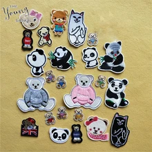 Venda quente dos desenhos animados urso bordado remendo roupas adesivos diy bonito panda ferro em remendos para roupas emblemas apliques accessoires(China)