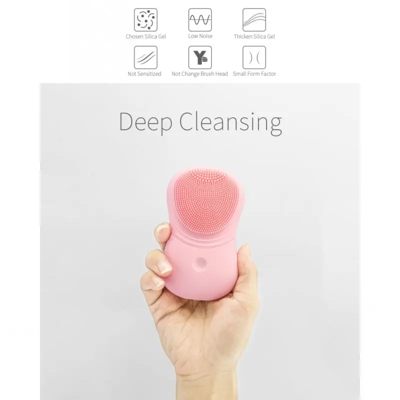 3 Colors Silicone Ultrasonic Vibration Pore Cleanser Waterproof Facial Brush Electric Massager Facial Cleansing Brushes